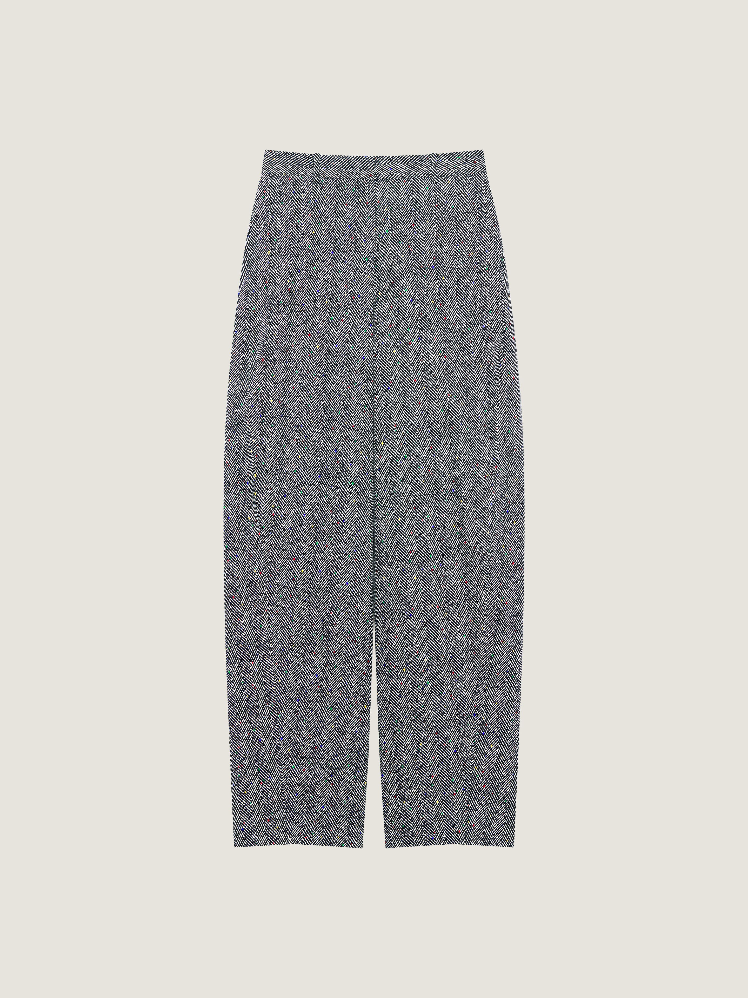 Cocoon tailored pants in cotton herringbone